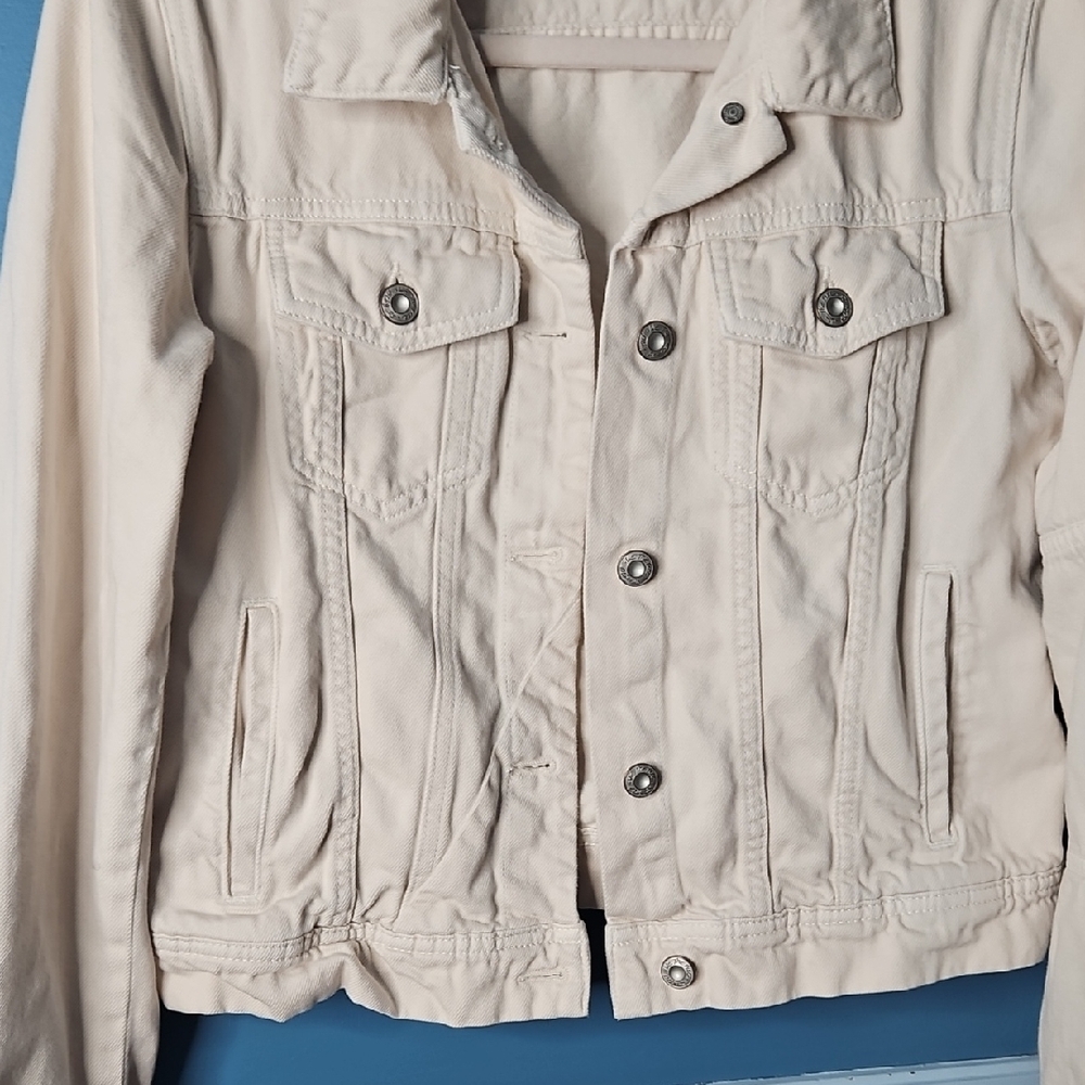 Free People Rumors Women's Cream Denim Jacket Small - Picture 4 of 11